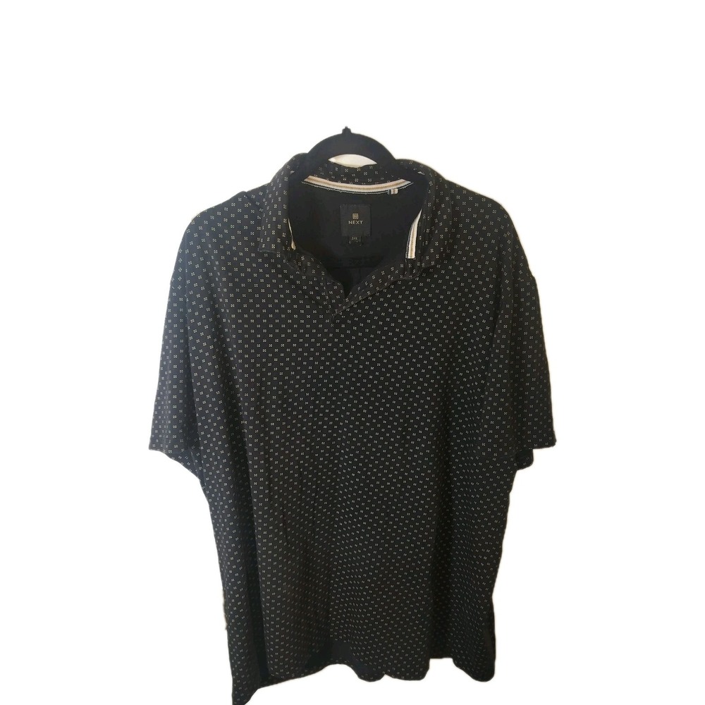 NEXT Men's 3XL Black Yellow Geometric Short Sleeve‎ Polo Shirt Cotton Elastane